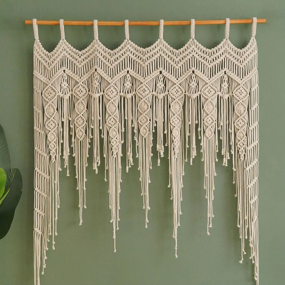 Handwoven Macrame Curtains Tapestry Hanging Window Curtain Tassel Tapestry Bedroom Wall Haings Art Boho Decor Door Curtain