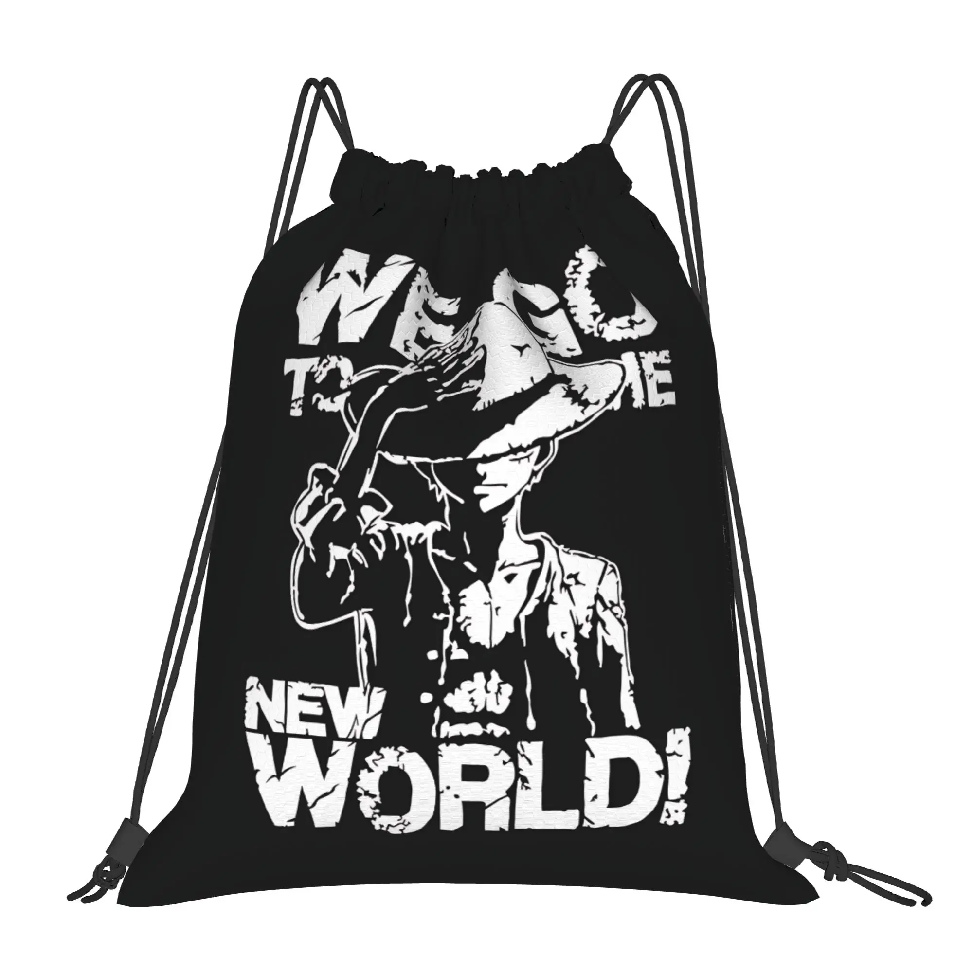 bag Pouch One Piece Anime Luffy  Drawstring Bags Shopping Pouch Print Backpack Boy Girls School Shoe Bag