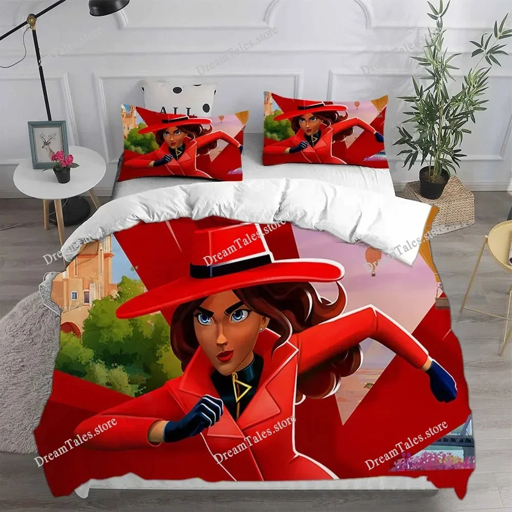 3d Printed Anime Carmen Sandiego Bedding Set Boys Girls Twin Queen King Size Duvet Cover Pillowcase Bed boys Adults Home Textile