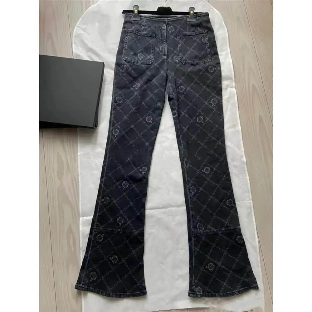 

Handmade Bla Camellia Wide Leg Jeans Ele Sle l Waist Zipper Closure Wear Resistant Ladies Jeans Spring 2026