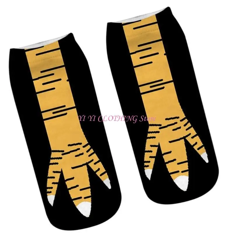 

N5KF Realistic Chicken Foot Design Printed Short Ankle Socks Halloween Gag Gift
