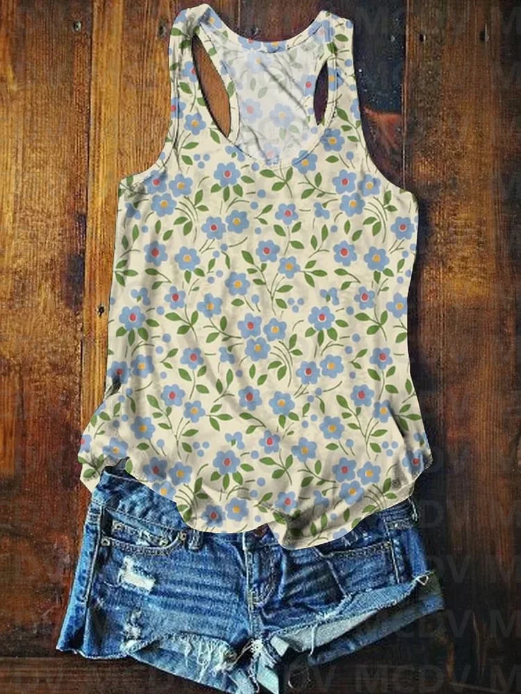 Damesjack Met Vintage Print En Losse Casual Topjas Zomer Sexy Tanktop