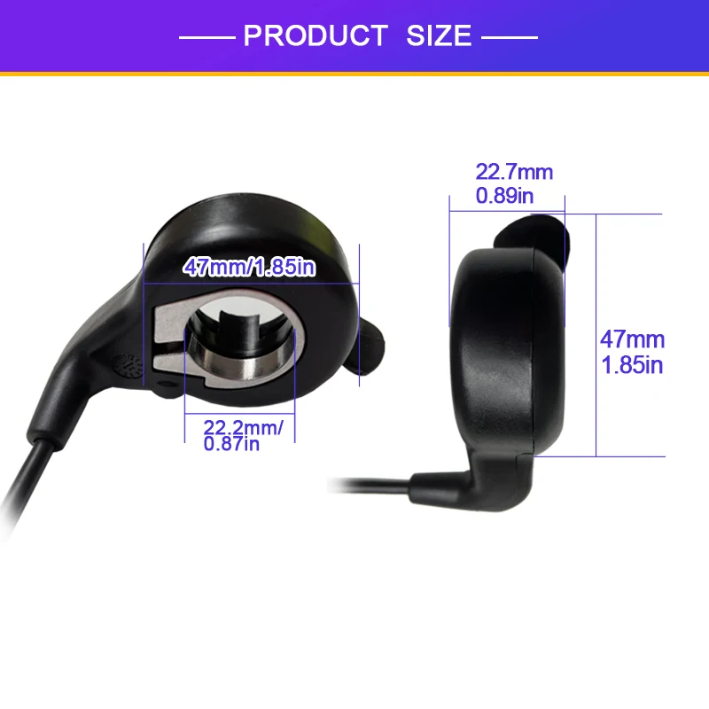 Electric Bike Thumb Throttle Right/Left 3 Pin Waterproof/SM Plug Connector 24V-72V Bicycle Accessories Cycling