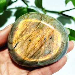 Natural Gemstone beautiful Purple light Labrador Palm Stone Crystal Sorcerer Chakra Spiritual Healing Crystal Home Decoration