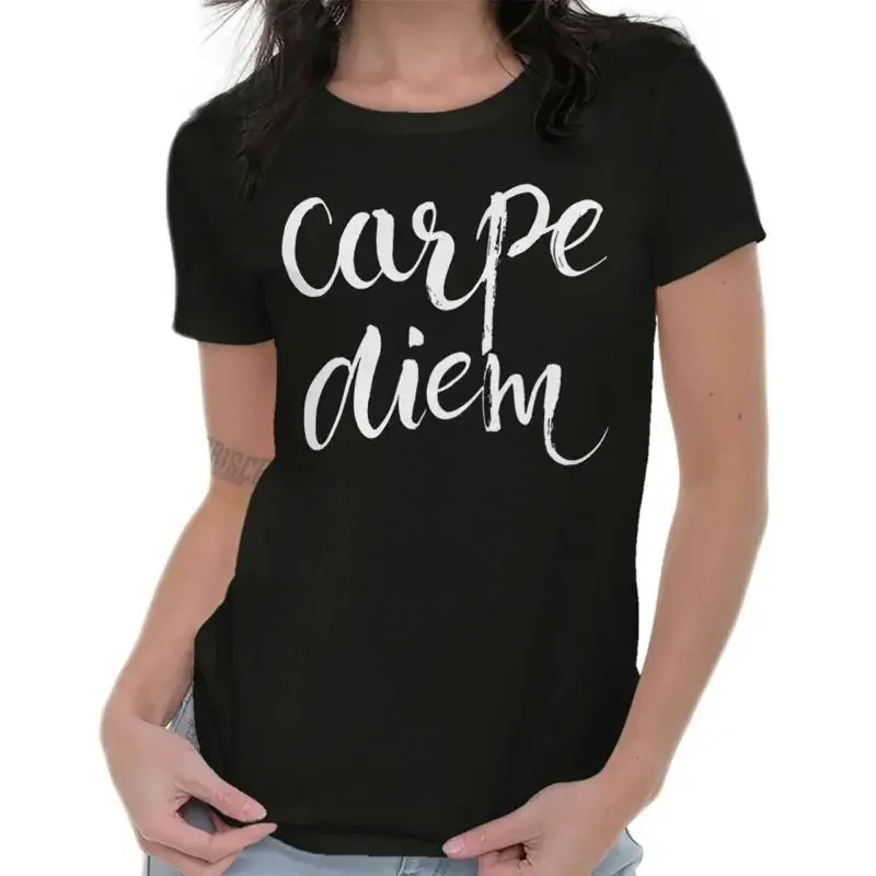 Carpe Diem Seize The Day Inspirational Gift Womens Top Junior Graphic Tee