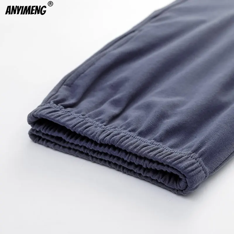 Conjunto de pijamas marinhos masculinos L-4XL outono inverno algodão macio causal pijamas para menino moda estilo minimalista pijamas masculinos