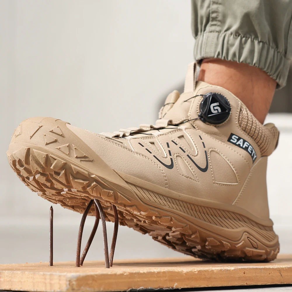 Non-slip Intelligent Buckle Work Protection Safety Shoes Men Anti Smashing Anti Puncture Indestructible Shoes Work Sneakers Male