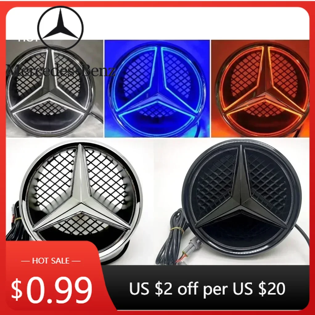 

Hot Car Sticker Car Front Grilled Star Emblem LED Illuminated Logo for Mercedes Benz W166 X205 GLS350 400 500 550 AMG/GLS63 Whit
