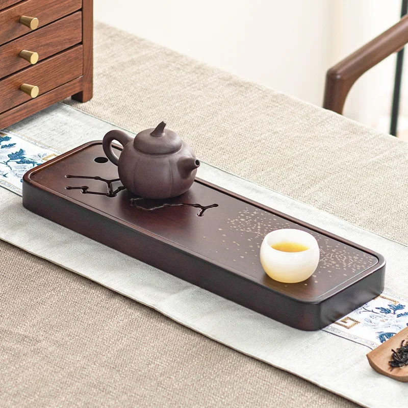 New Starry Water Tea Tray Kung Fu Tea Set Bamboo Tea Table Dry and Wet Water Storage Office Household Tray