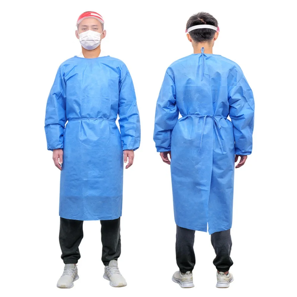 10 pieces of sterile disposable reinforced surgical gowns, clinical medical isolation smock with SMS mesh cuff, single package
