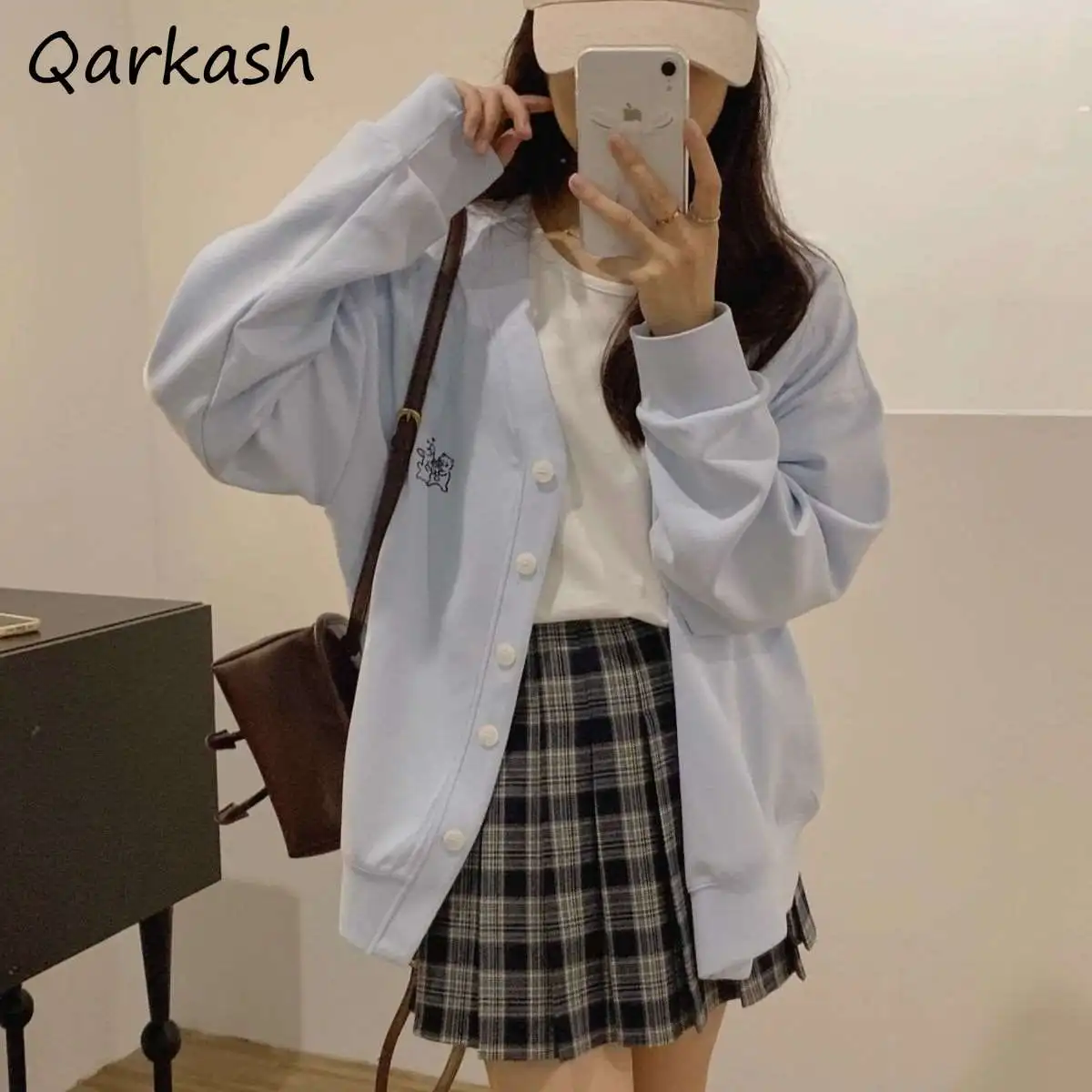 

Jackets Women Embroidery College Design Button Korean Style Student Coats Autumn Winter Plus Velvet Warm Chic Leisure Prevalent