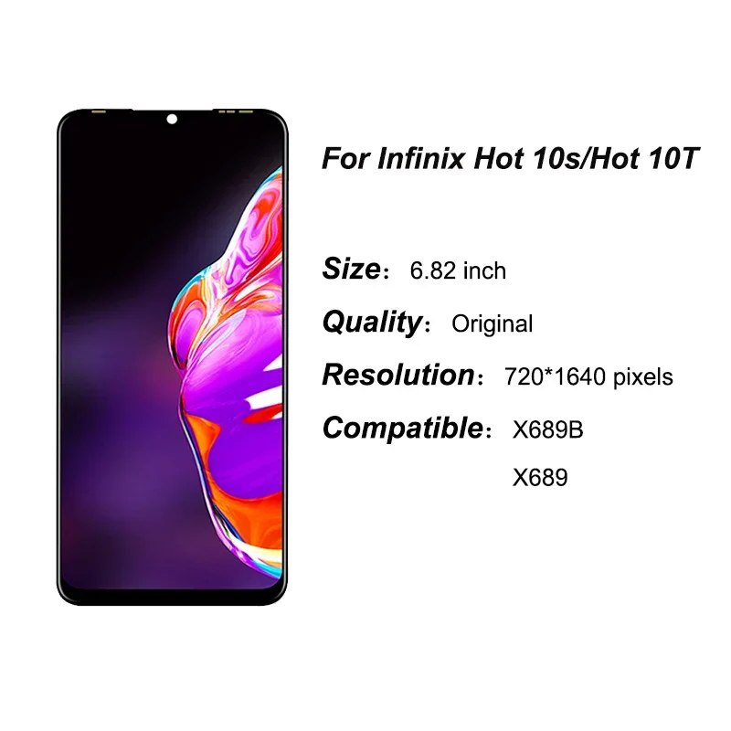 6,82 cala Nowy X689 LCD do Infinix HOT 10T 10S X689C x689D Wyświetlacz LCD Ekran dotykowy Digiziter Montaż Naprawa Części zamienne