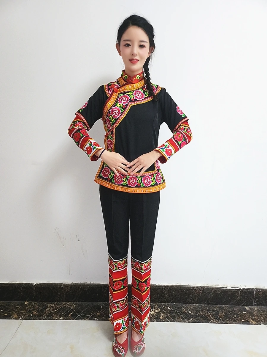 vetements-ethniques-brodes-rouge-bla-pour-femmes-ensemble-de-costumes-nationaux-double-couche-sve-mid-sve-tendance-faion-pour-femmes