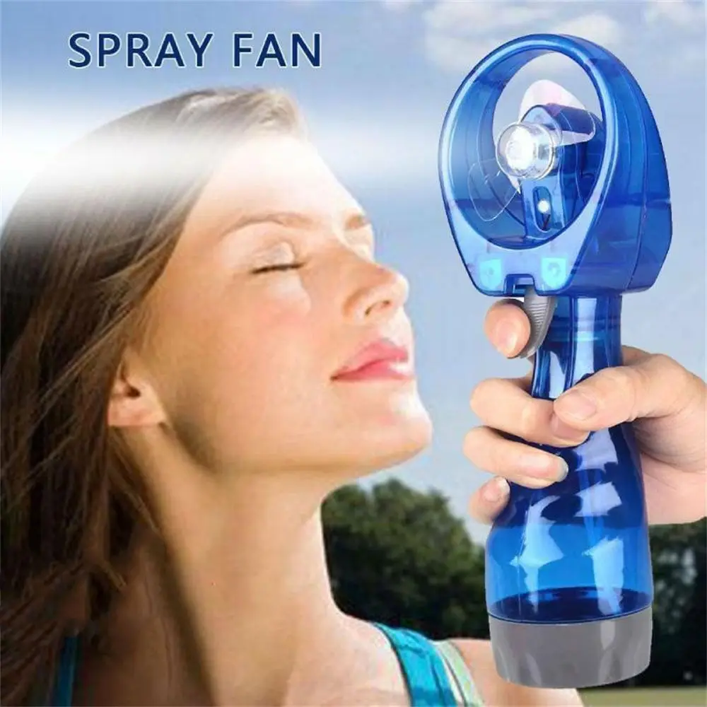 Portable Hand Held Battery Power Fan Air Water Mist Bottle Cooling Spray Office