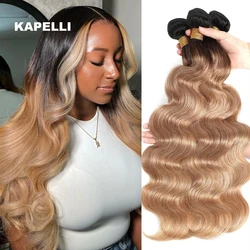 Extensions de cheveux humains Body Wave, tissage de cheveux humains, 3/4 cheveux bruts, blonds, richesse de couture, 32 po, 1 paquet, 100% faisceaux