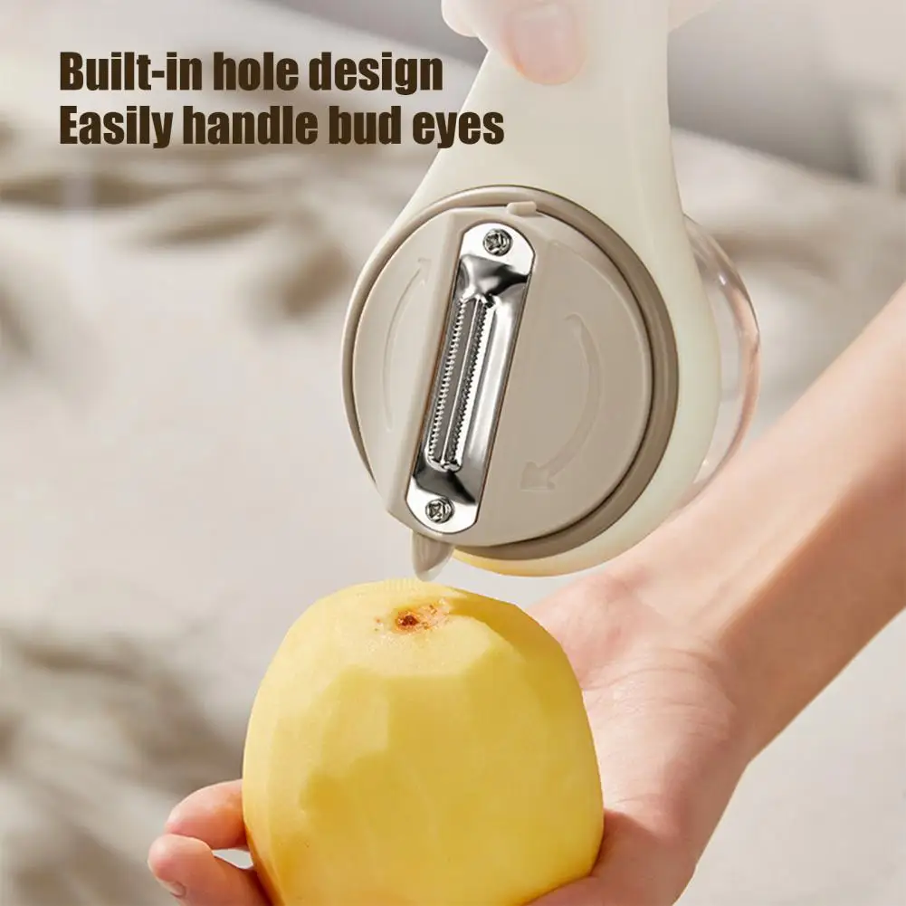 Stainless Steel Fruit Peeler Serrated Swivel Blade Peeler Vegetable Peeler with Storage Box Shark Serrated Stainless for Fruit