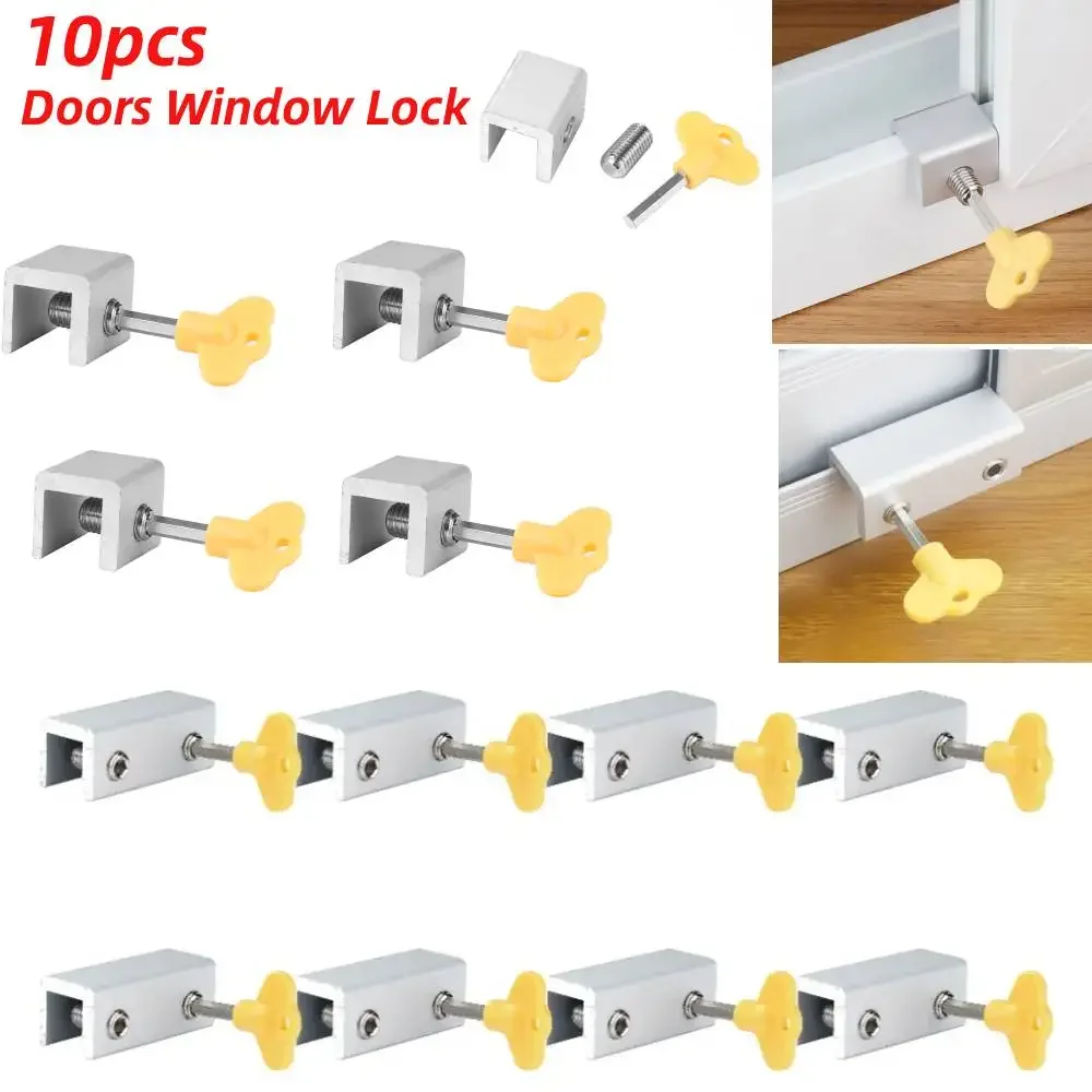 

Aluminum Alloy Security Window Lock Stopper Sliding Window Anti-theft lock Window Sliding Door Baby Kids Child Safety Doors Lock