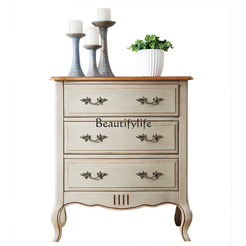 

*French retro wind cabinet European American solid wood Korean drawer European storage cabinet