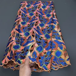 High Quality 2024 African Nigerian Guipure Embroidery Organza Tulle Lace Fabric Party Gown Dress Sequins Wedding 5Yard PS0058