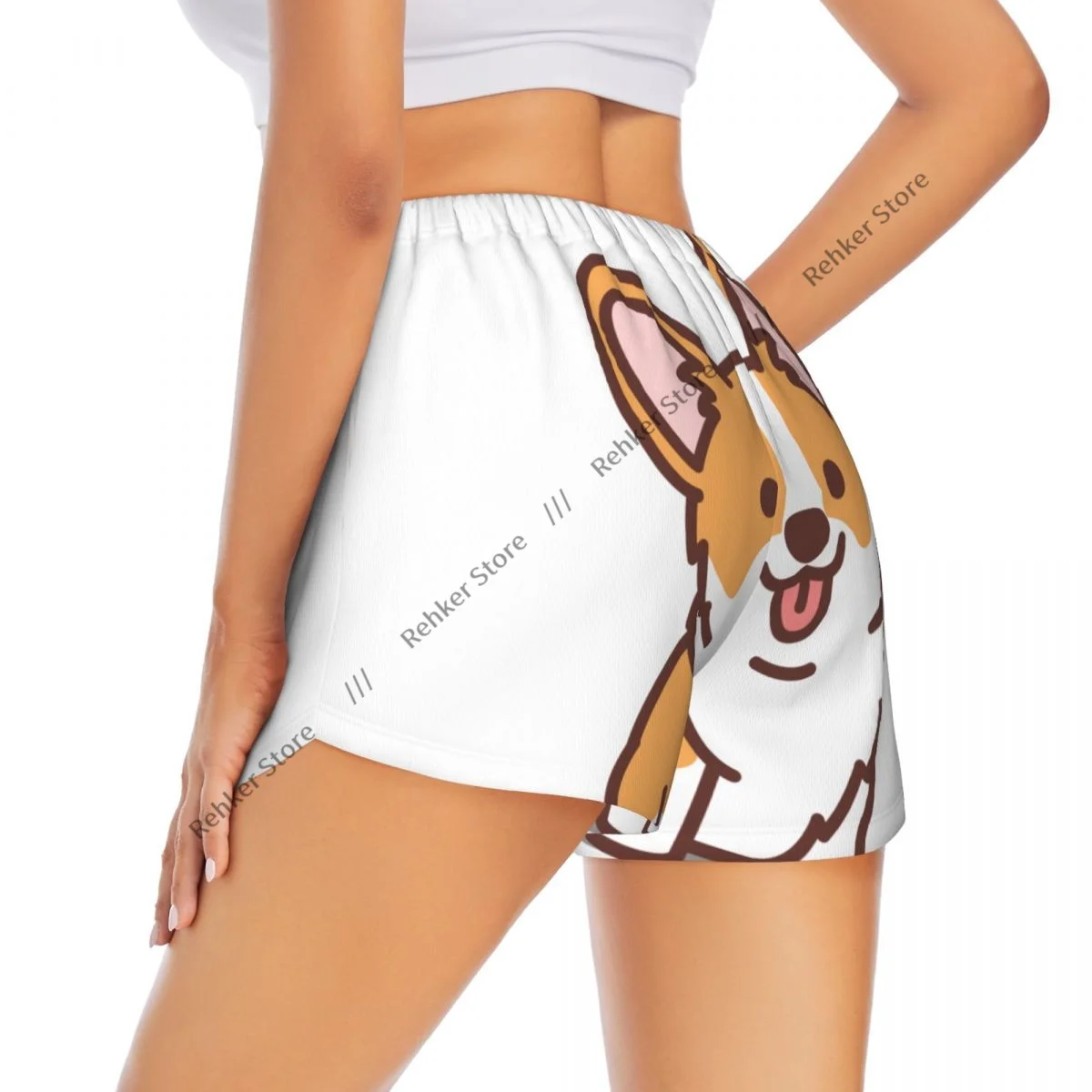 

Женские шорты для йоги, милые легкие спортивные быстросохнущие дышащие шорты для бега на открытом воздухе с щенком корги