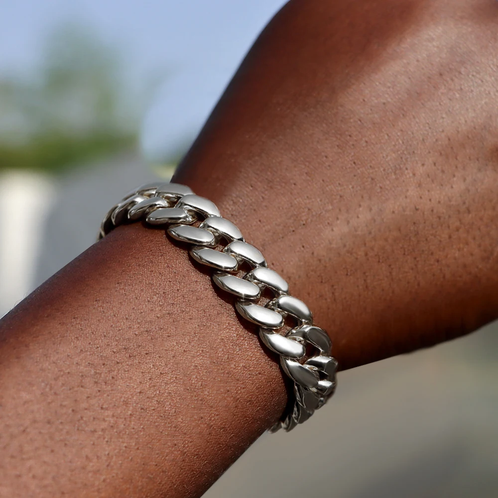 14MM Iced Prong Link Kubanische Kettenarmbänder für Männer Frauen Voller Strasssteine Chunky Miami Kubanisches Armband Punk Hip Hop Schmuck Geschenk