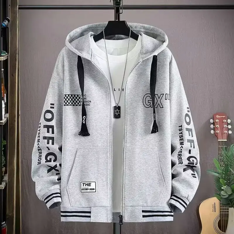 S-6XL Black Oversized Hooded Jacket Men\'s Baseball Jacket Autumn Winter High Quality Cotton Hoodie Top Harajuku Men\'s Clothing