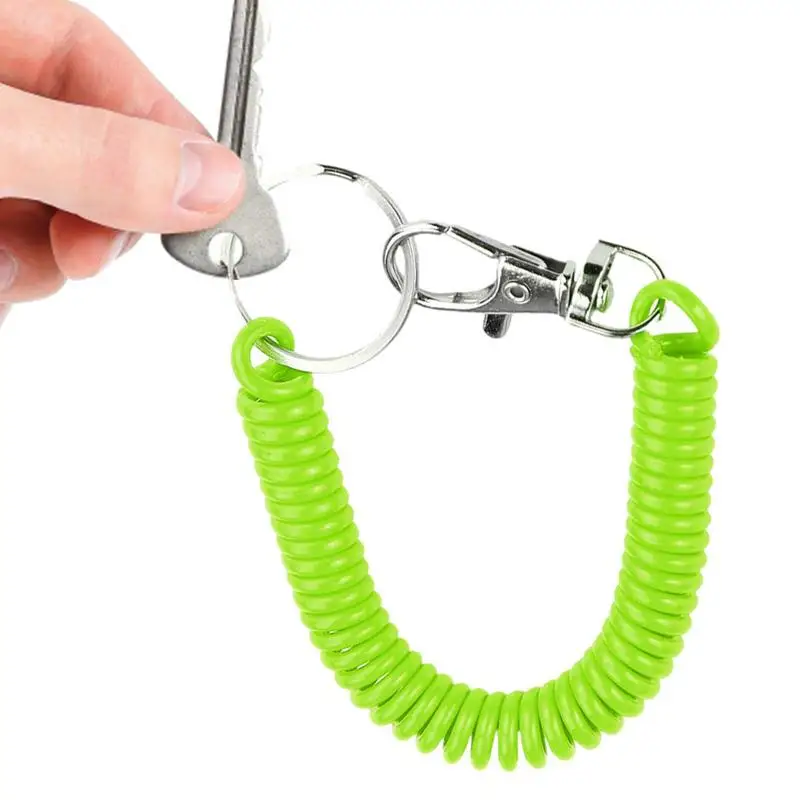 Springs Keychain Stretchy Spiral Spring Coil Retractable Coil Springs Keychain With Metal Clasp Key Chain Holder Lanyard 2023