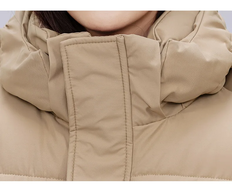 Winter Long Puffer Coat for Women Hooded Quilted Windproof Warm Zip Up Outerwear Russian Cold Weather Snow Jacket Over Knee Cozy