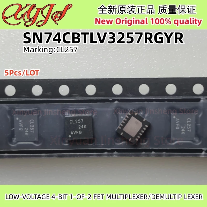 5Pcs SN74CBTLV3257RGYR CL257 VQFN-16 SN74CBTLV3257 LOW-VOLTAGE 4-BIT 1-OF-2 FET MULTIPLEXER/DEMULTIP LEXER New 100% Quality