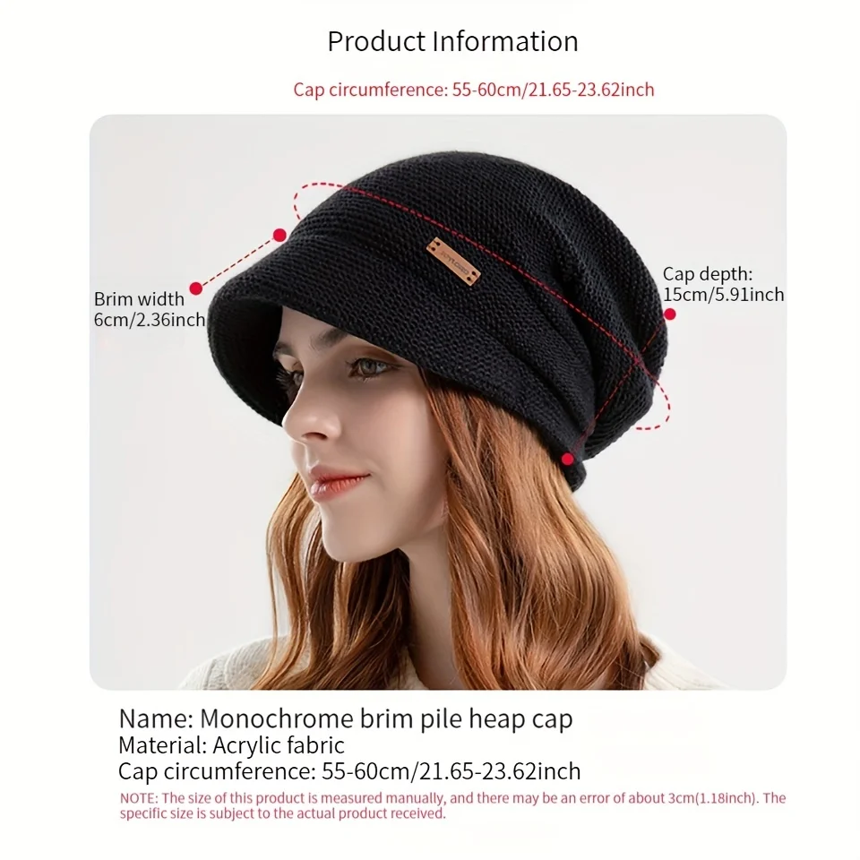 GOBYGO الشتاء مبطن كومة قبعة حماية الأذن قبعة أنيقة على الموضة حماية الباردة الدافئة البلوز قبعة سميكة واسعة حافة تظهر الوجه الصغيرة #2