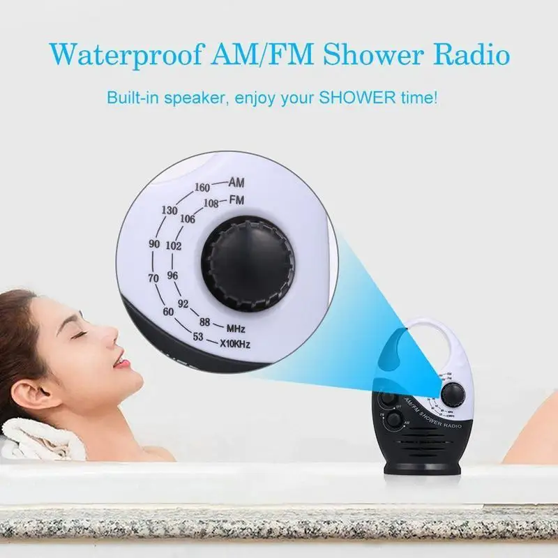 Waterproof Radio Waterproof AM FM Radio Inside Or Outside Shower Radio Lightweight Speaker For Hot Tub Bathroom Beach