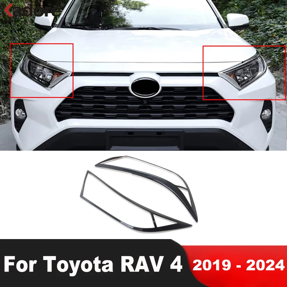 

For Toyota RAV4 RAV 4 2019 2020 2021 2022 ABS Black Car Front Headlight Lamp Cover Trim Head Light Lamp Bezel Trims Accessories