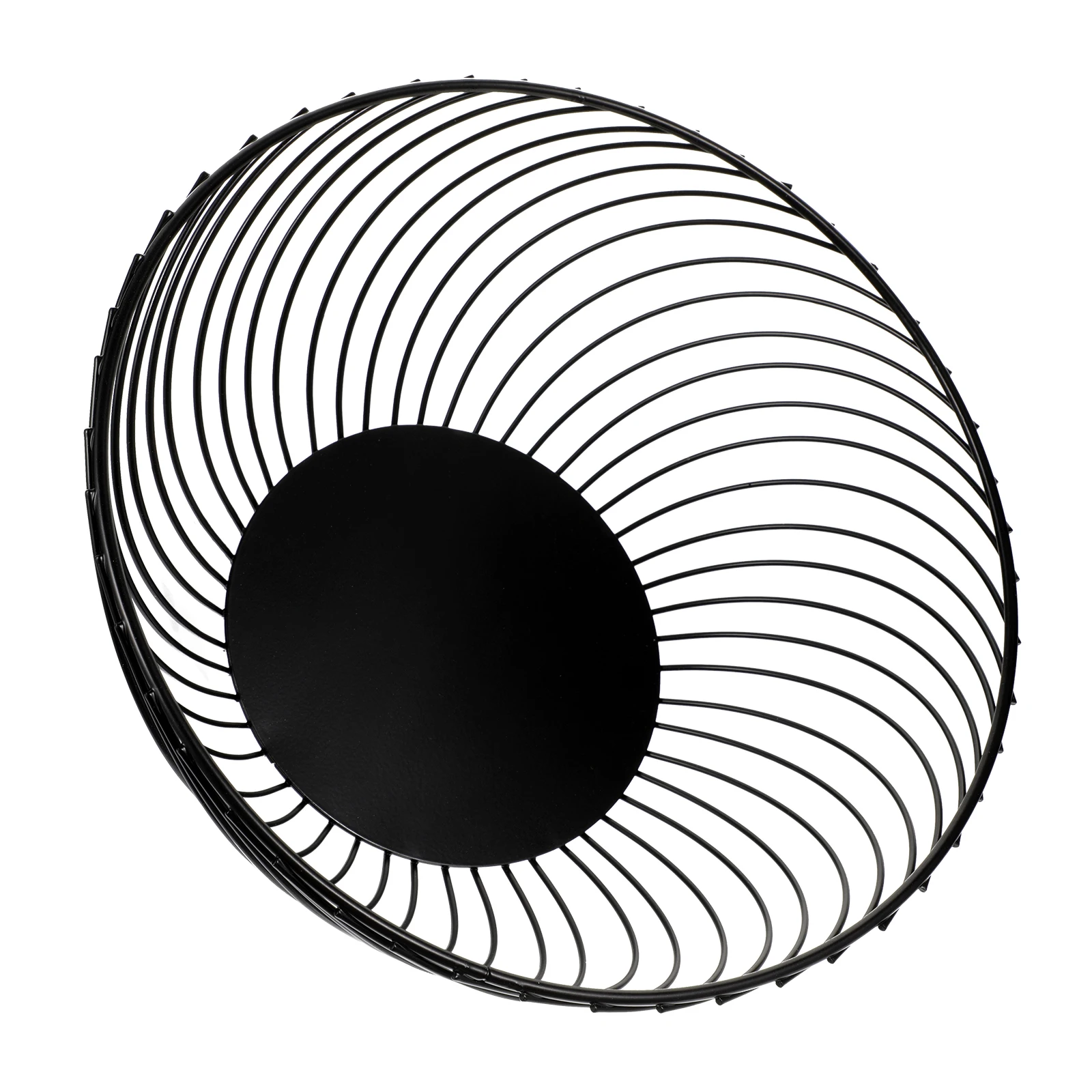 

Iron Fruit Basket Metal Storage Container Hollow Design Kitchen Counter Home Decor Black Spiral Pattern Desktop Baskets