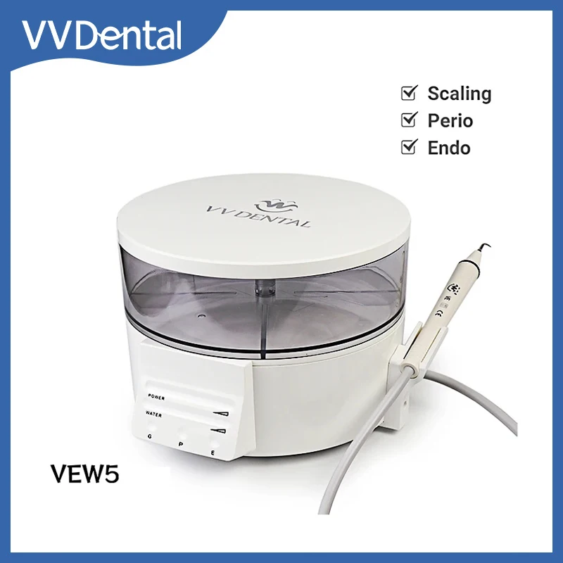 VV Dental Ultrasonic Scaler Dental Tooth Cleaning Machine  1000ml Capacity Water Bottle Touch Operation with 6 Working Tips