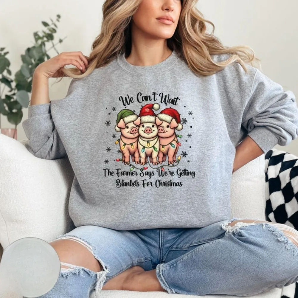 Christmas Pigs Sweatshirt Pigs Christmas Jumper for Women Funny Animals Crewneck Christmas Sweater Farm Lover Gift  Xmas Shirt