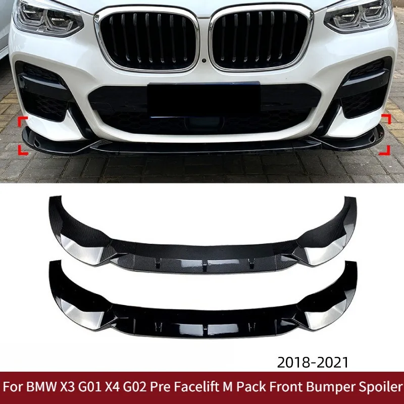 

Front Bumper Spoiler Lip for BMW X3 G01 X4 G02 Pre Facelift M Pack 2018-2021 Gloss Black/Carbon Look Lower Splitter Blade Parts