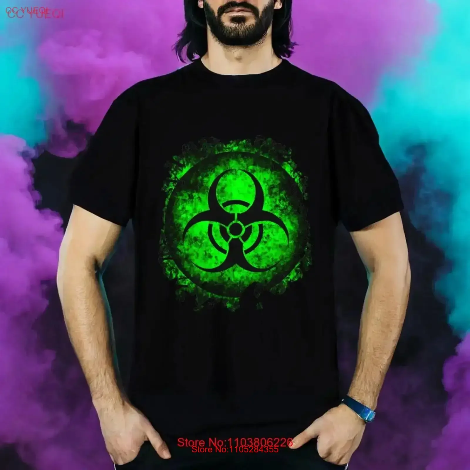 Biohazard Limited Edition T Shirt Both Side Digital Print Apocalyptic Dark Fantasy Grunge Style Lovers vintage Washed graphic