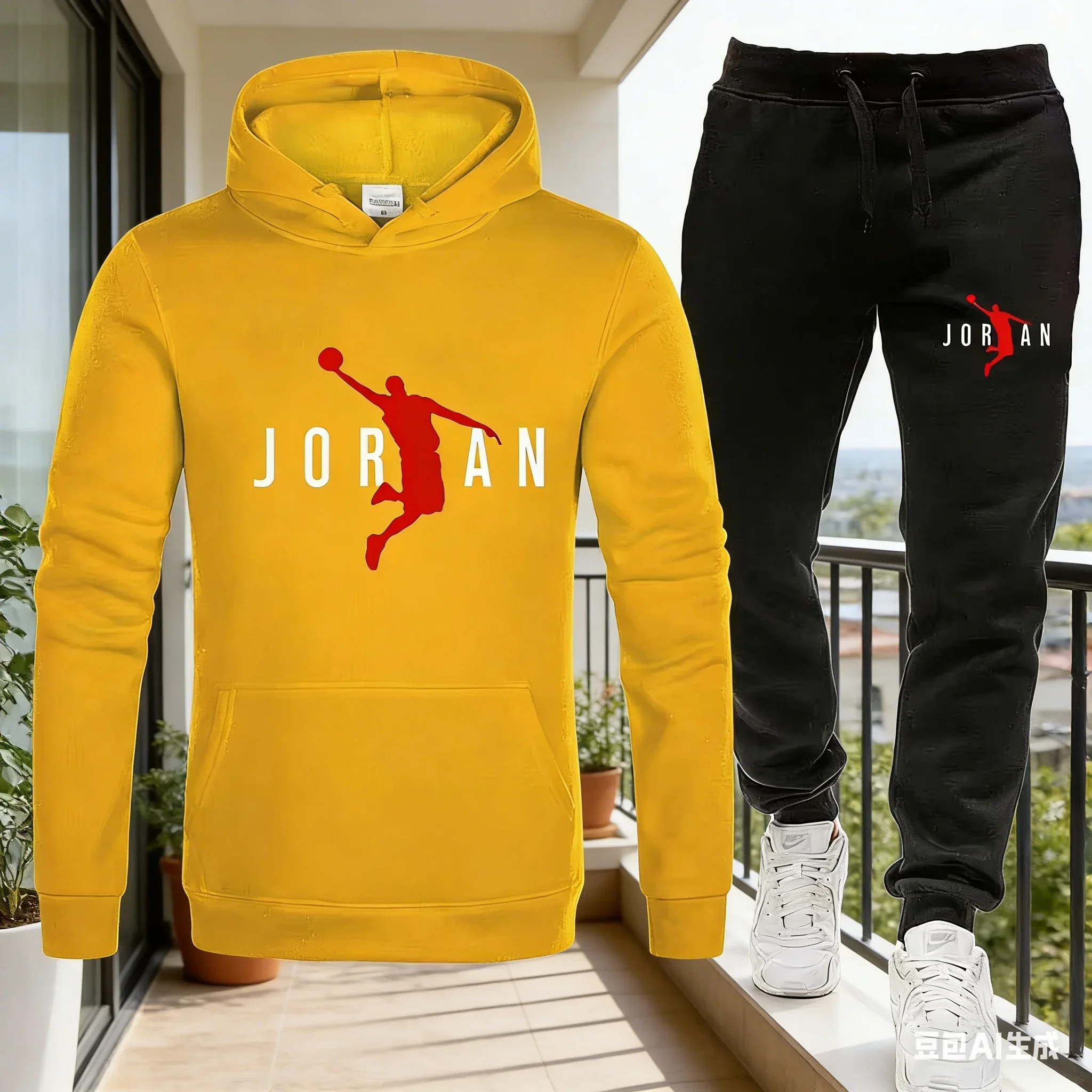 

Модный мужской комплект спортивной одежды 202, весна и осень, новый уличный мужской повседневный пуловер + спортивные штаны, комплект из двух предметов