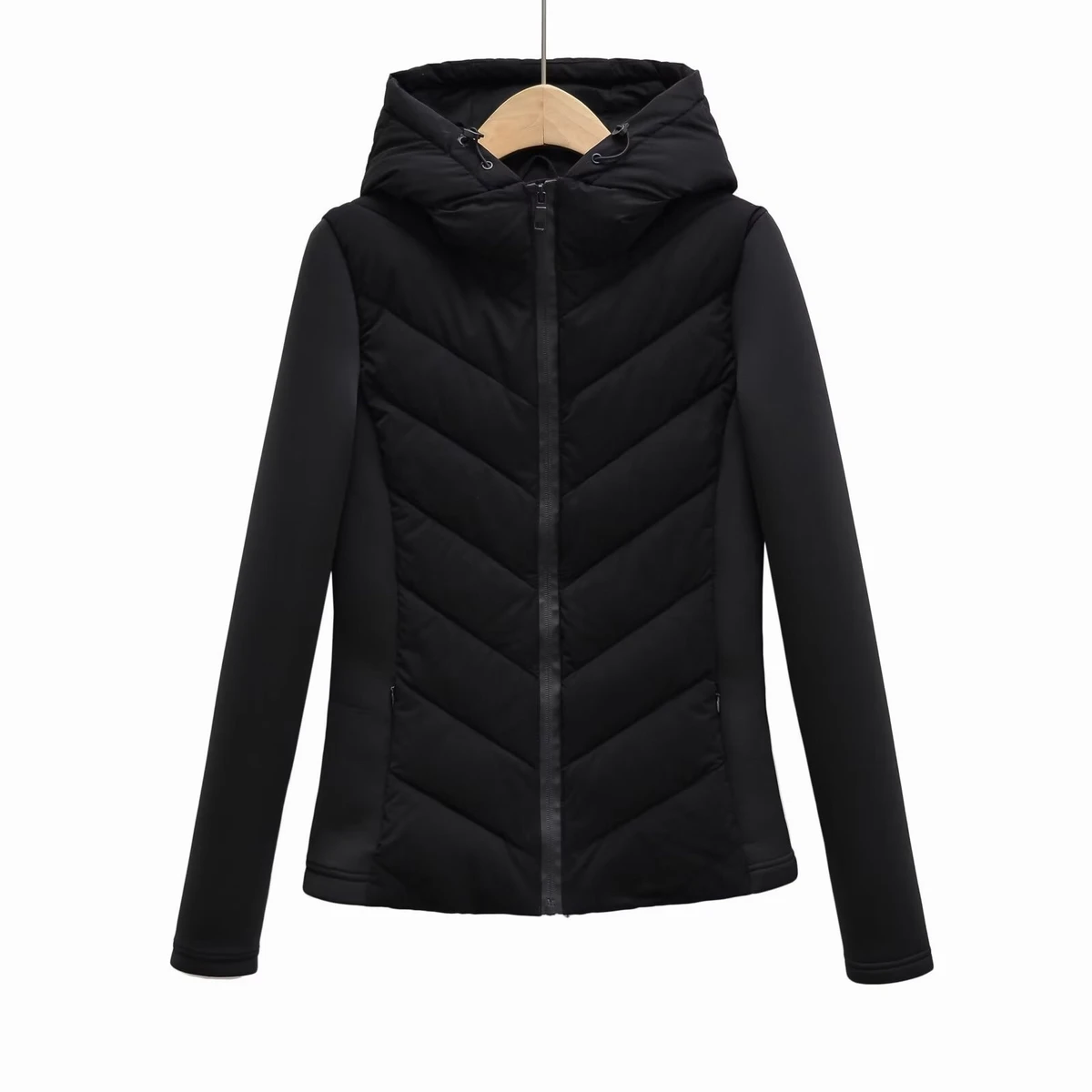 

GDSTUFF Women Thermal Jacket Patchwork Cotton-padded Coat Slim Lady Hooded Outerwear Autumn Winter Top Clothing