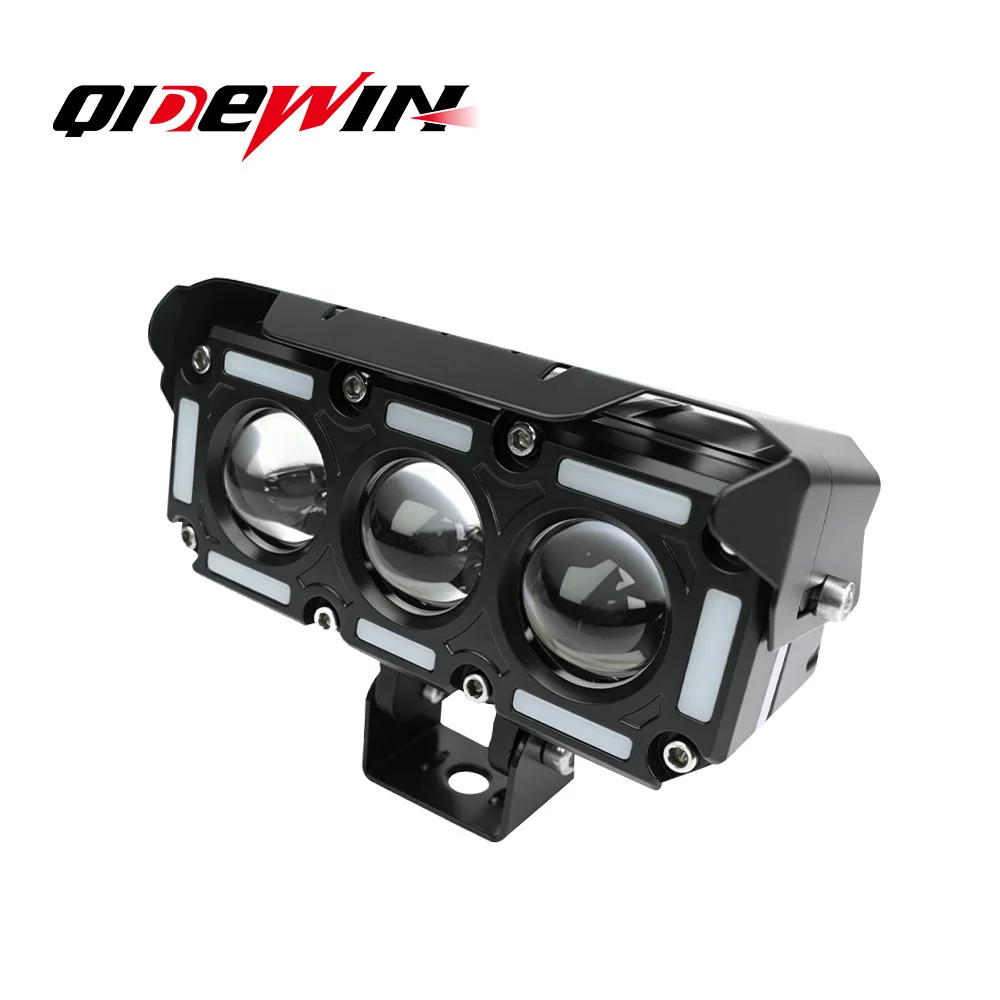 3-Eye motorcycle spotlight, single-row fan white and yellow double-lens colorful electric vehicle spotlight