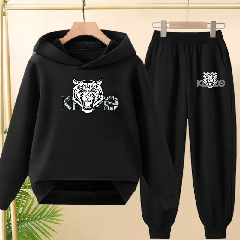 

Children's 3-12Yrs Tiger print Pullover Hoodie Boys Girls Toddler Sweatshirt+Trousers Casual Fashion Charming Sports Jogging Set