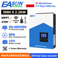 EASUN POWER Solar Inverter 2.2KW 12V Off-Grid Inverter 1800W Built in 80A MPPT Controller Pure Sine Wave PV 450VDC With Wi-Fi