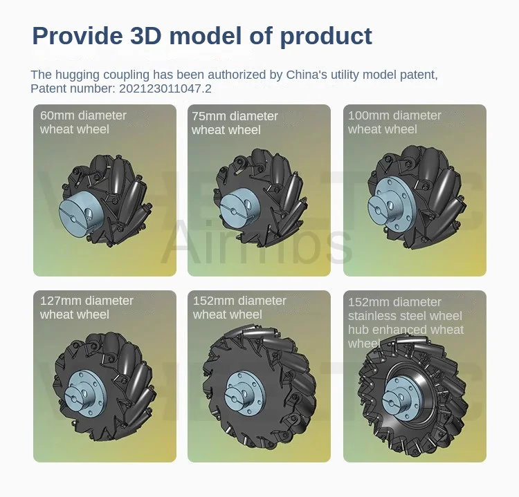 100 kg Last 4WD 152 mm RoboMaster Mecanum Rad mit 8/10/12/14 mm Kupplungen für 36 mm 42 mm Motor ROS Roboterauto-Chassis Ki