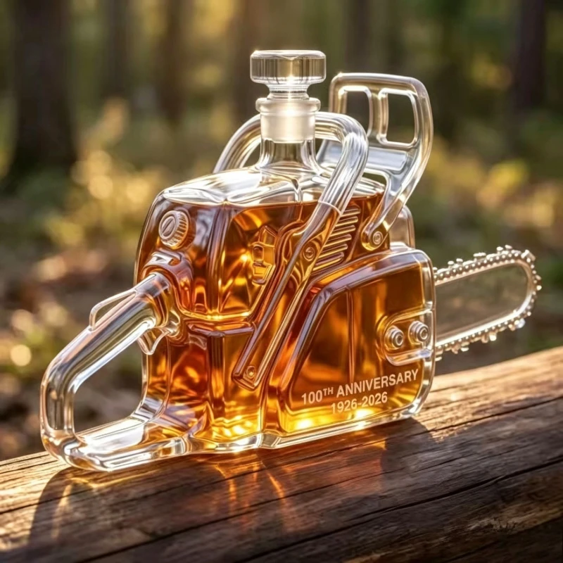 Wine Beer And Spirits - Chainsaw Shaped Glass Whiskey Decanter 100th