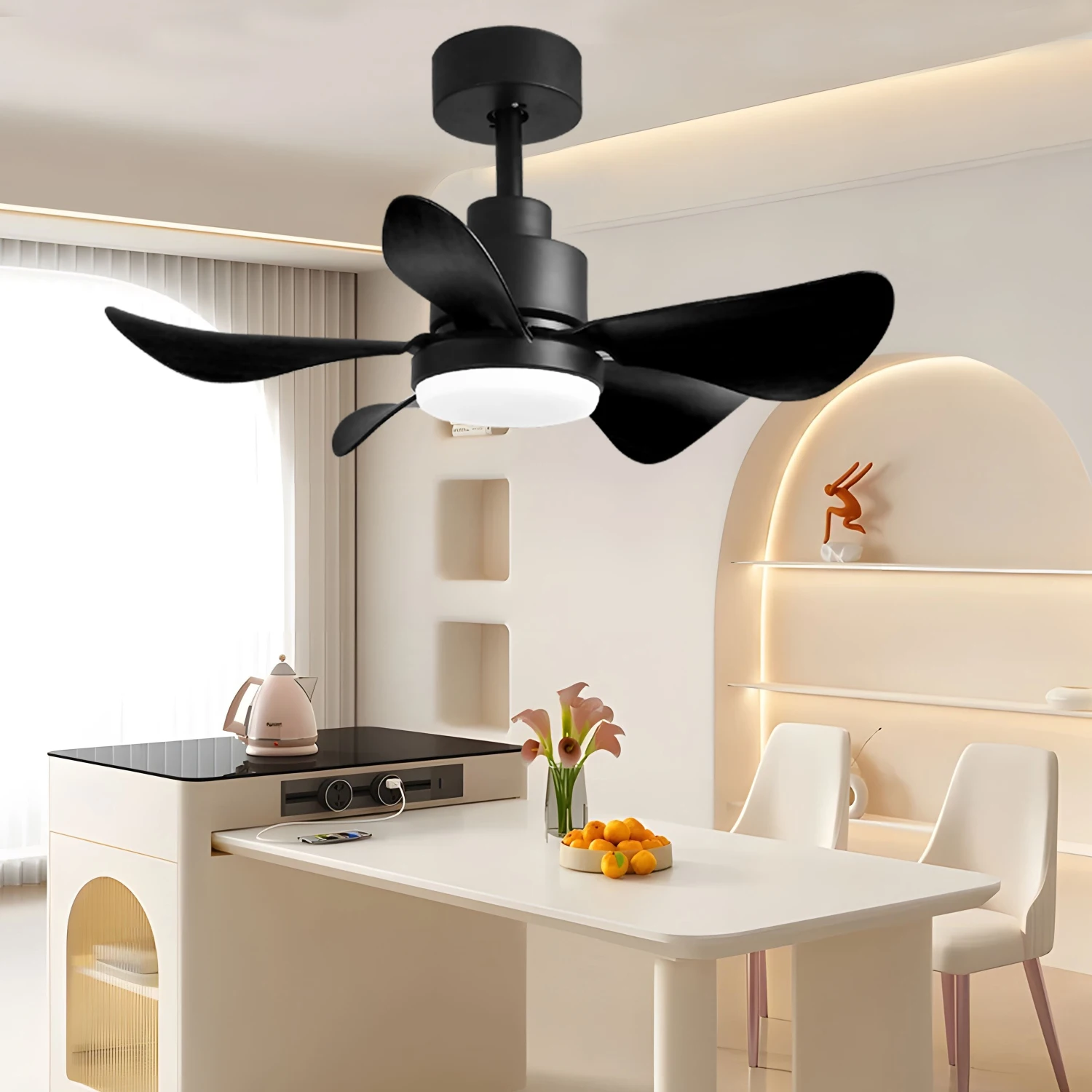 

28' Ceiling Fans with Lights and Remote/APP Control, Low Profile Ceiling Fans with 5 Reversible Blades 3 Colors Dimmable 6 Speed