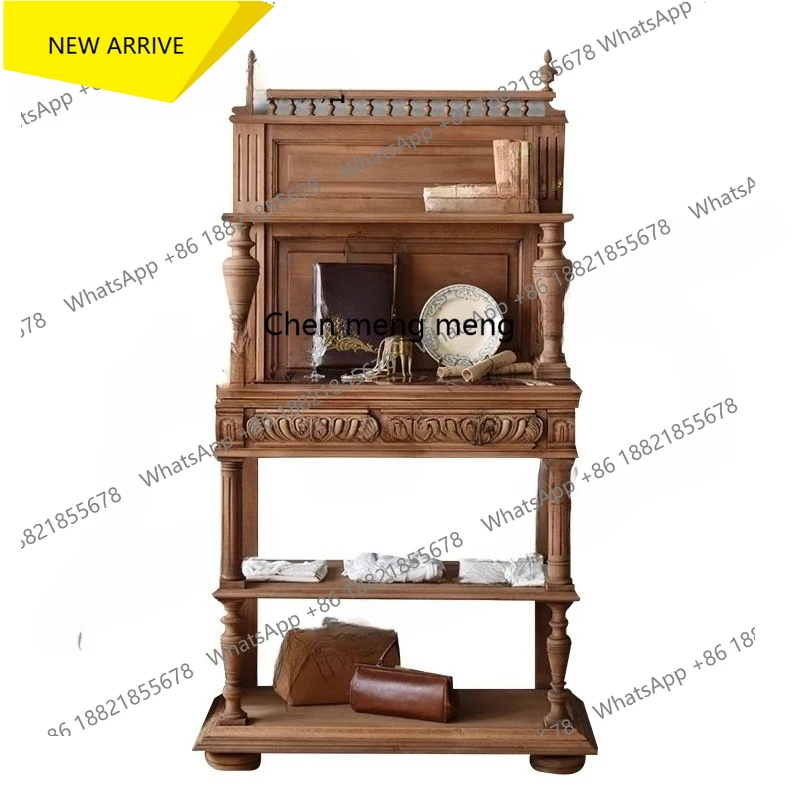 

M138 Solid Wood Entryway Cabinet/Antique Style Carved Entryway Table Light Luxury Entryway Storage Cabinet Hallway Storage Cabin