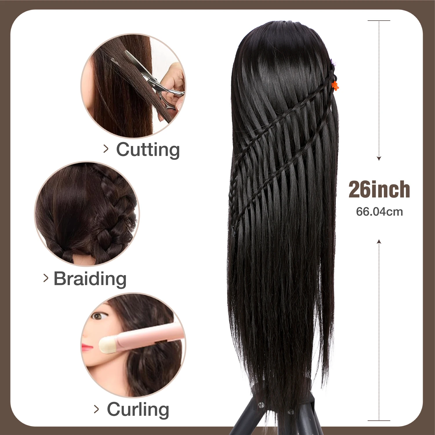 Synthetic Hair Mannequin Head For Hairdresser Practice Braiding Styling Cosmetology Manikin Manican Doll Training Head 20Inch