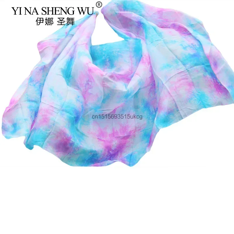 1 Pc Belly Dance Silk Veil 100% Real Silk Pink Scarf Dance Stage Performance Practice Props Hand Dyed Gradient Color Silk Veil