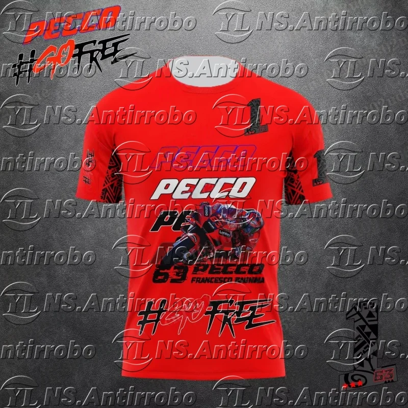 

2025 New Motorcycle NO.63 Rider Pecco Bagnaia Racing Enthusiasts Summer Men/ Women Fashionable Breathable Quick Drying T-shirt