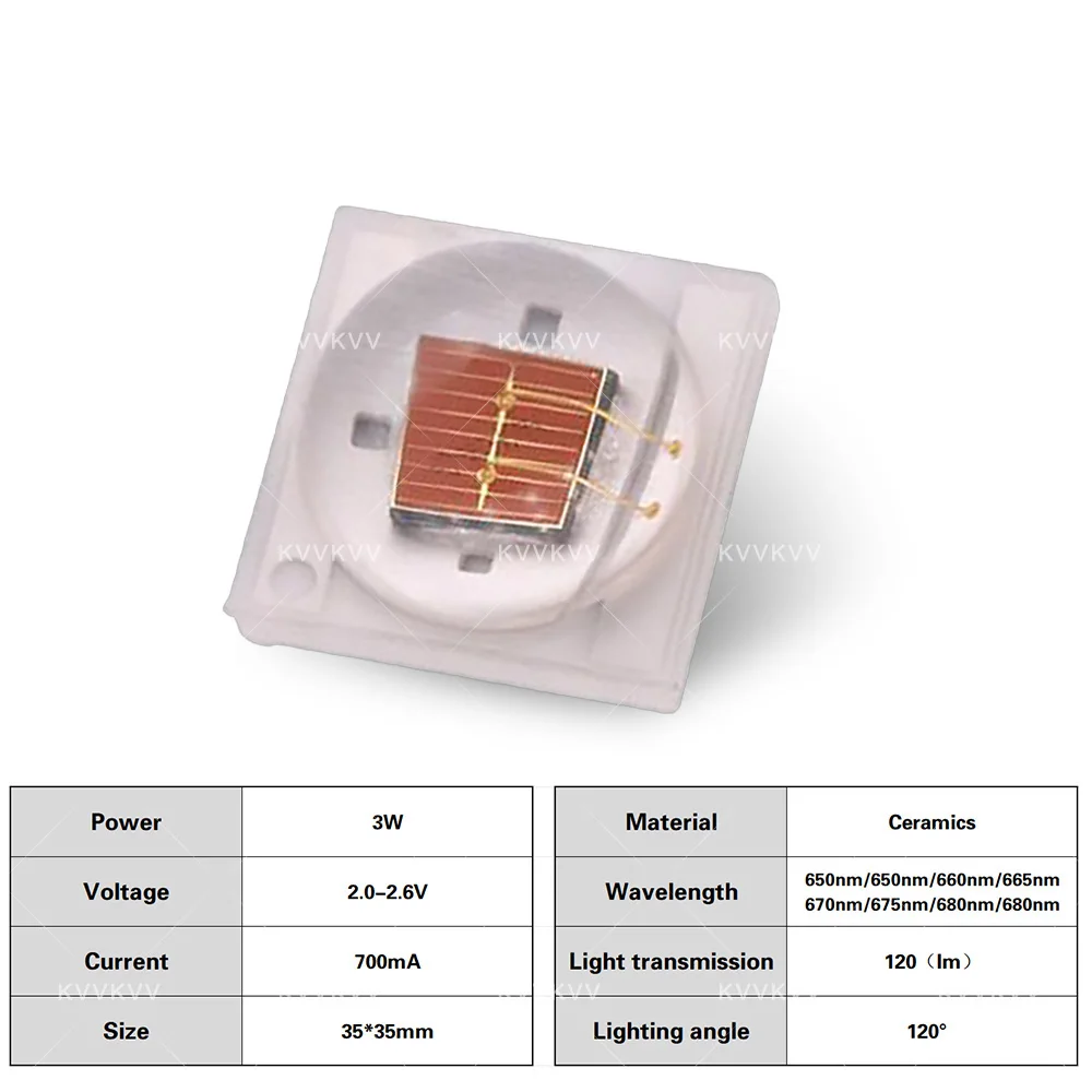10Pcs 3W High Brightness Ceramic 3535 LED Beads IR Plant Red Light 650 655 660 665 670 675 680 685nm For SMD Chip Plant Growth